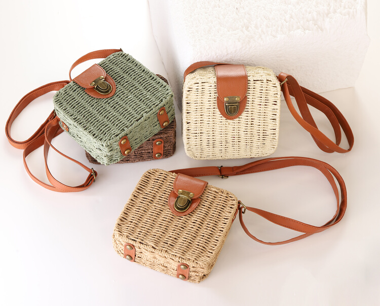 [original three element clothes] simple temperament Lafite straw single shoulder bag 660035