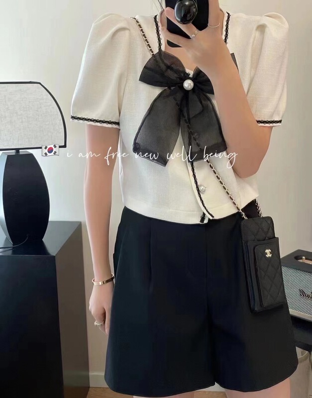 [free studio] temperament small fragrance shirt (with bow) 7609\hjy