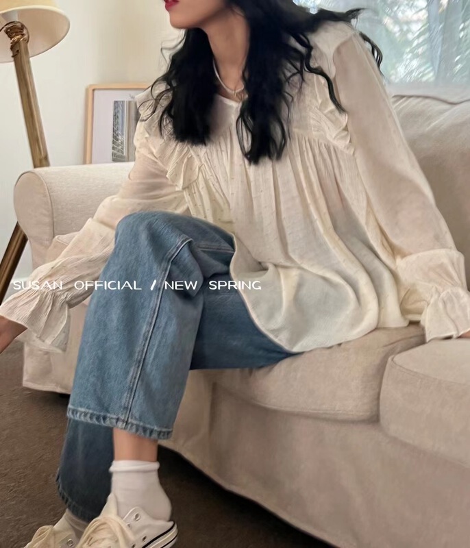 New year in early spring! [Susan] V-neck soft aging loose shirt z821\lsw