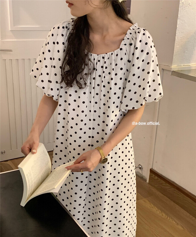 [a-bow studio] Korean version of Lady temperament medium length dress 15191\zjy