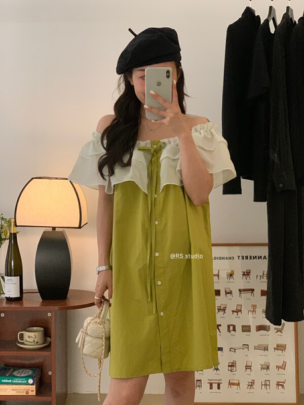 [RS] lady temperament contrast Ruffle Dress rs1866\xyy
