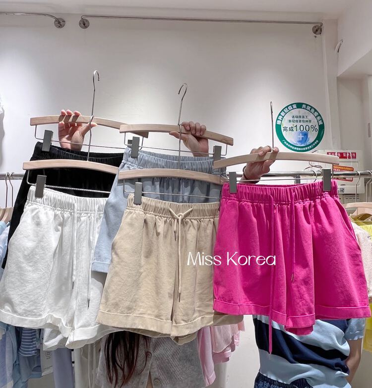 [Miss Korea] high waist slim drawstring tie casual shorts 6650\hbx