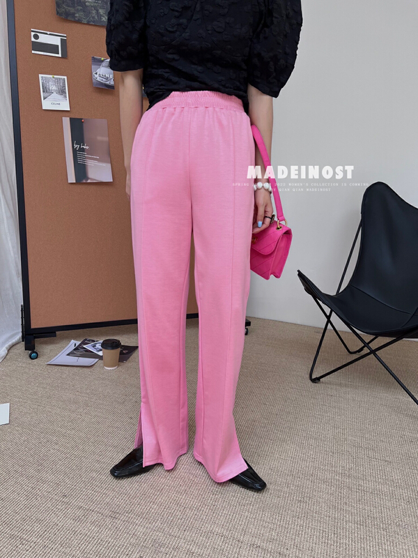 Update in advance! 	 86222# [OSHA madeinost] straight slit versatile knitted casual pants ys1-86222\ll
