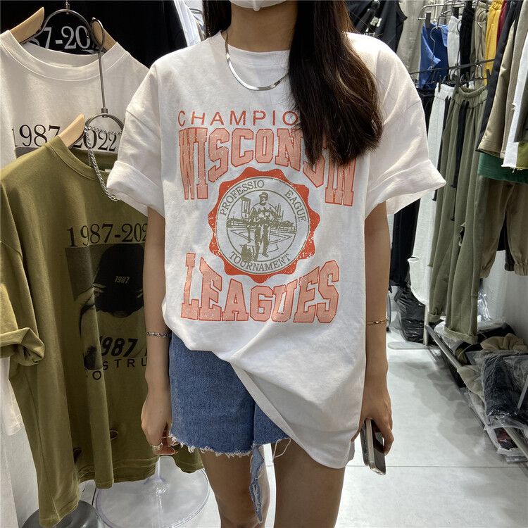 [TNT continue] Unisex casual large lettered short sleeve T-shirt 308\l