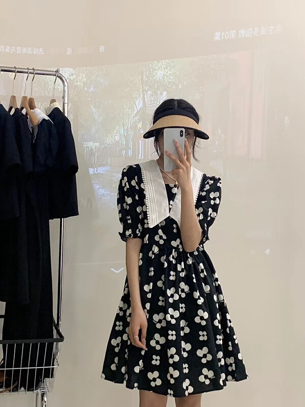 [Dai Dai] doll neck waist shrink thin dress 4716\hbx