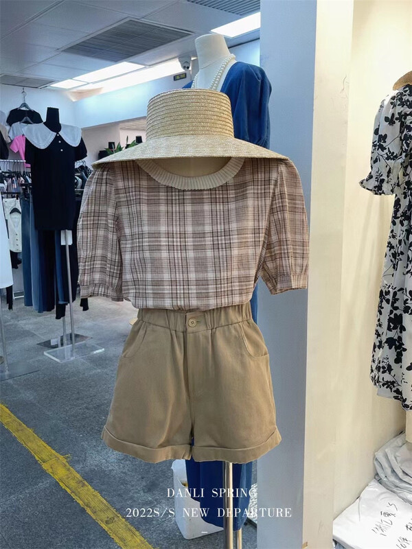 [Danli] fresh check simple and versatile shirt 2610\hbx