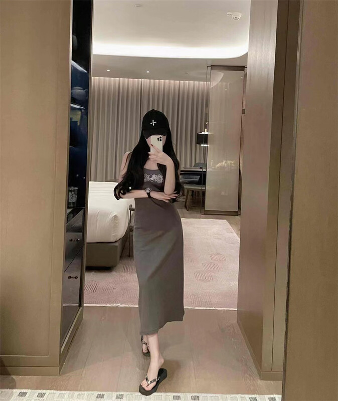 [big C studio] fashion printed suspender dress 5080\pcz