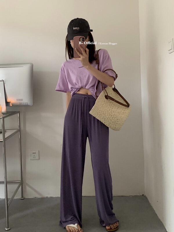 [B plus] cool and comfortable vertical high jelly casual pants 22-9504-2\hbx
