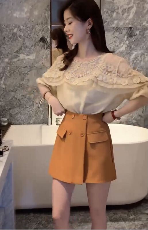 [I-D] Korean heavy industry lace blouse 6105 \ll