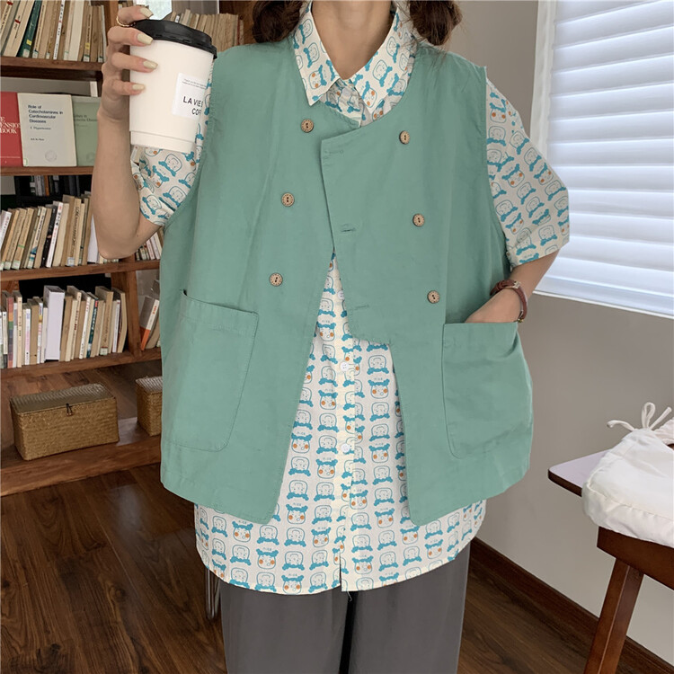 [hua+] solid color simple fashion vest 7267\lsw