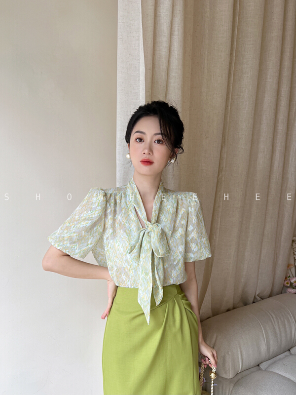 [xiuxixi] elegant temperament commuter print versatile shirt 9117\jhy