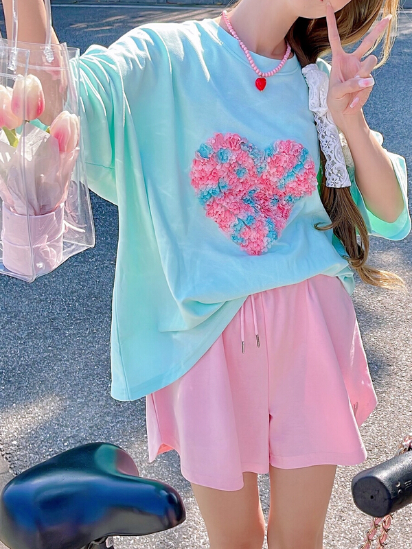 In early summer! [love] personalized pattern loose Casual Short Sleeve T-shirt 898-1\wtt