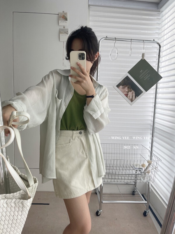 [Wingyee] basic versatile slim skirt denim skirt k07\ll