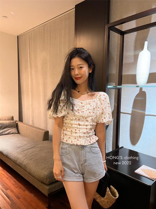 [Hong's] floral pleated fashion shirt 2860\ll