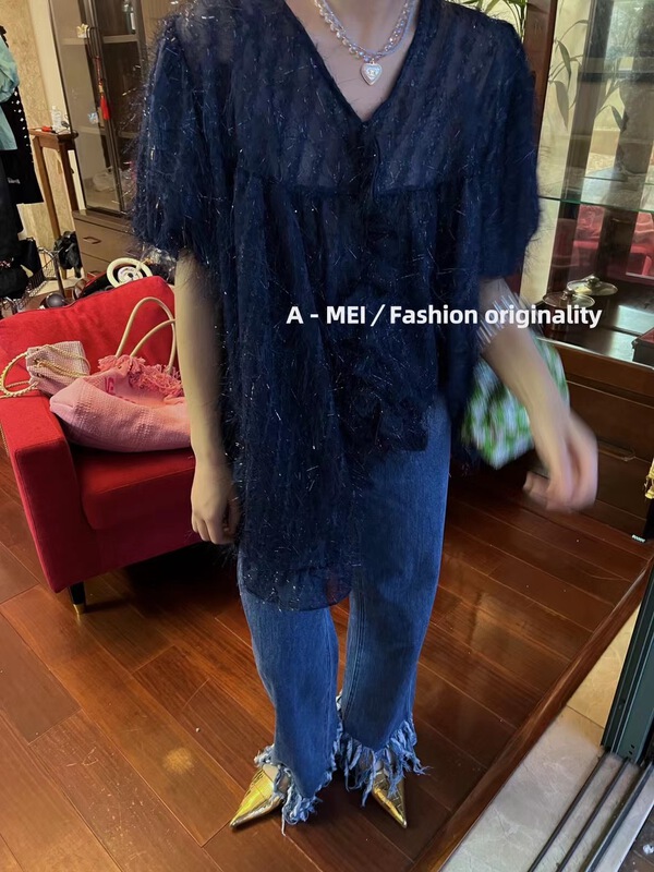 [A Mei Mei] elegant tassel design shirt 22163\hbx
