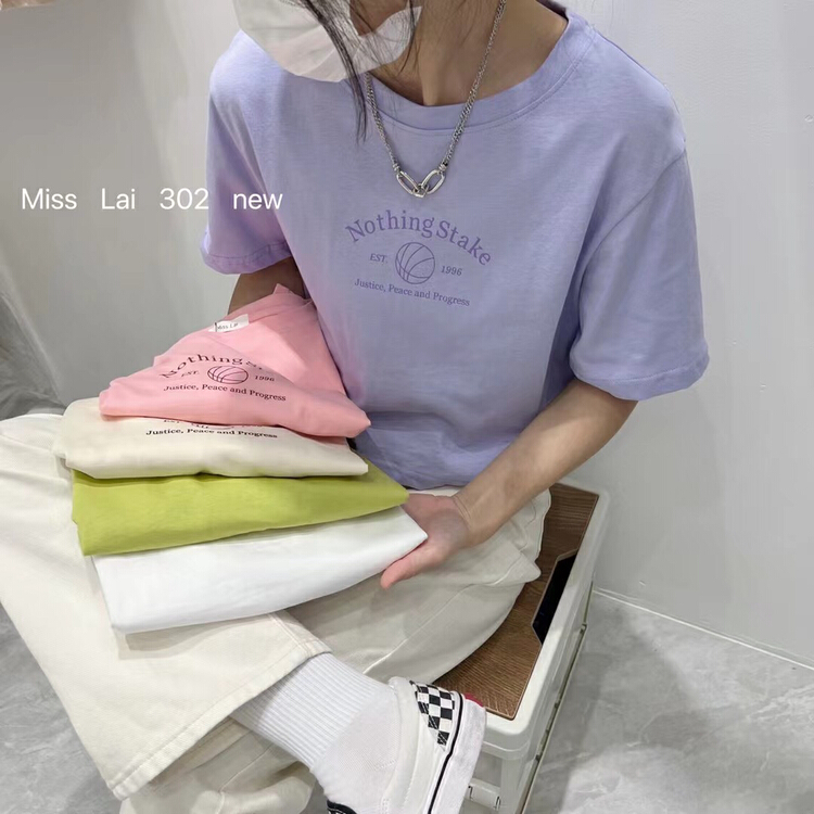 [HH &miss Lai] letter printed Pullover short sleeve T-shirt ys2-302\l