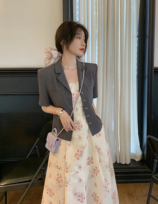 [y.jia EJA] suit short sleeve Floral Dress Set 1865