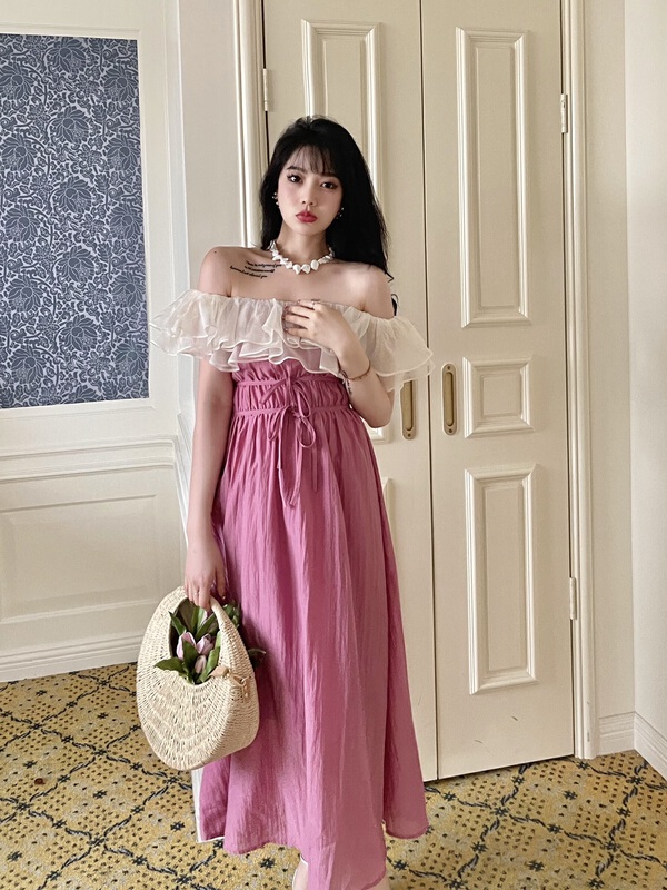 [n:aa] elegant patchwork Ruffle Dress e9302\jj
