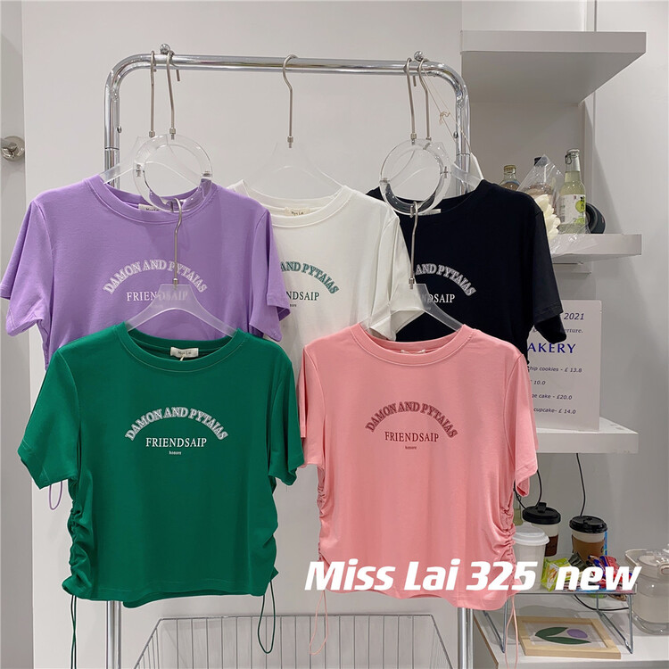 [HH &miss Lai] round neck letter comfortable short sleeve T-shirt ys1-325\l