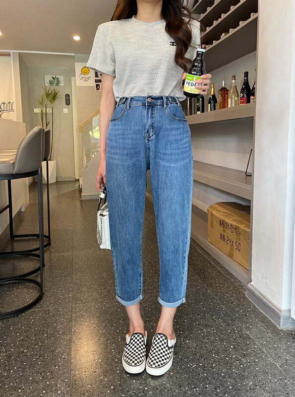 [en Xi'er] slim and versatile semi elastic Harlan jeans k2106\l