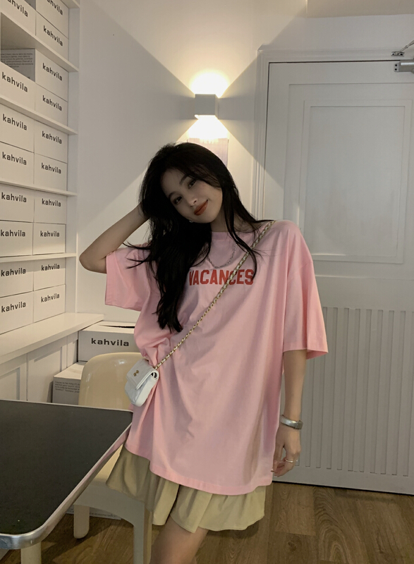 [11An] casual simple letter printed short sleeve T-shirt a6755