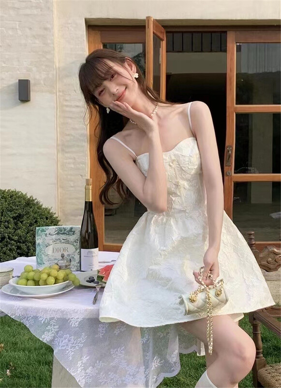 [an Shang] sweet suspender high waist dress 33203\hjy