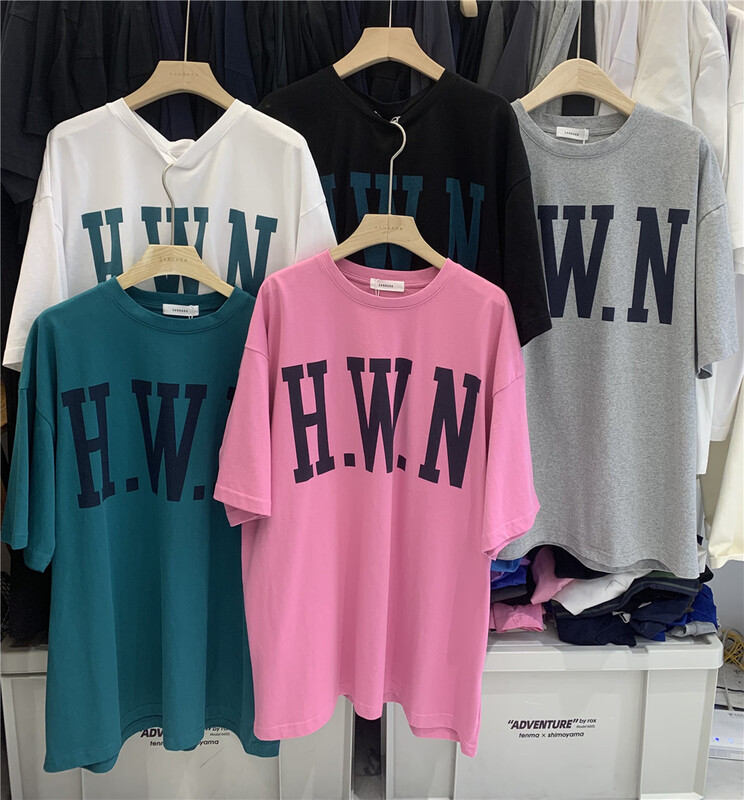 [sanbara] lazy letter printed short sleeve T-shirt 9551\lsw