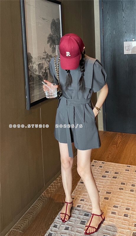 [8090] leisure simple and comfortable Jumpsuit (with belt) 3008 × L