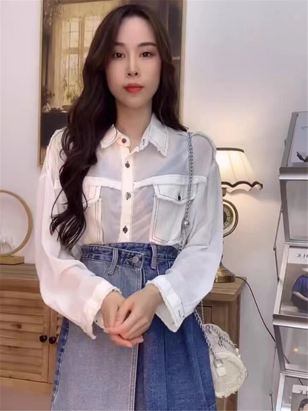 [monob] single breasted color matching comfortable shirt ys2-5152\l