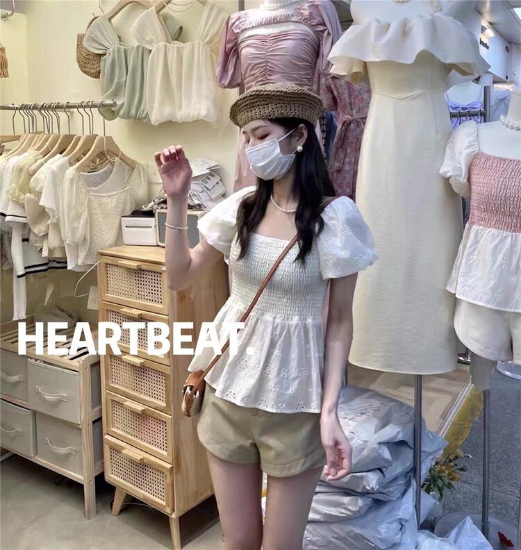 [hearteat] French waist pull-in design shirt 548\pcz