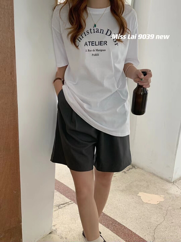 [HH &miss Lai] letter round neck comfortable short sleeve T-shirt 9039\l