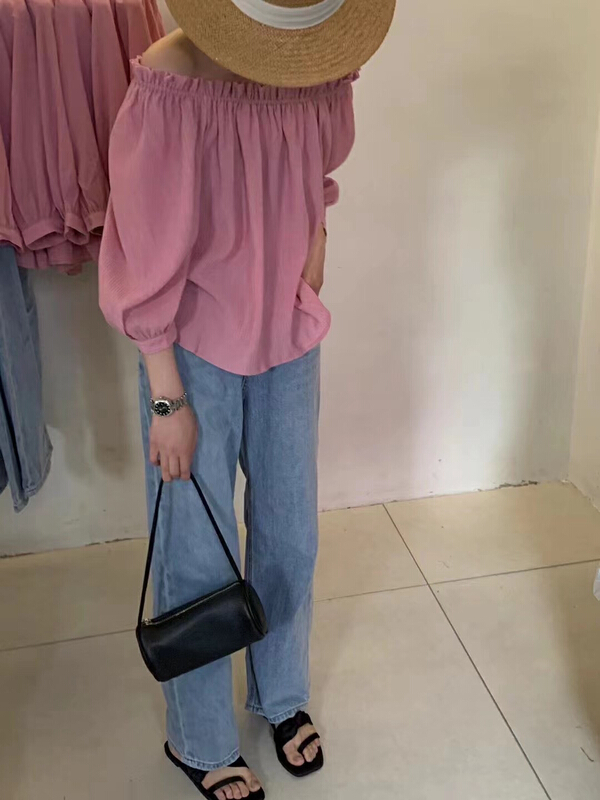 [Xiaolu family] French off shoulder versatile shirt 80668\wtt