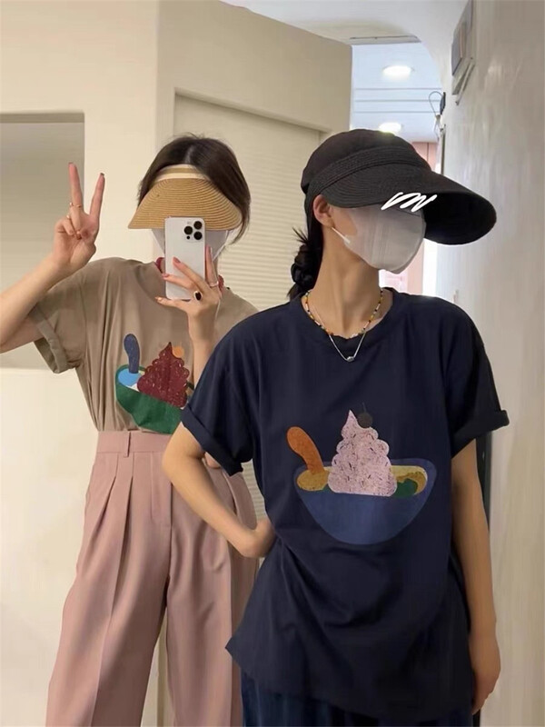 [h-xl] crew neck print short sleeve T-shirt 3631\ll