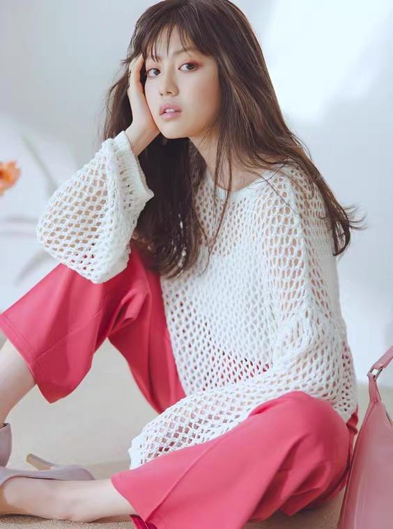 [my darling] hollow out long sleeve Pullover T-shirt 6865\wtt