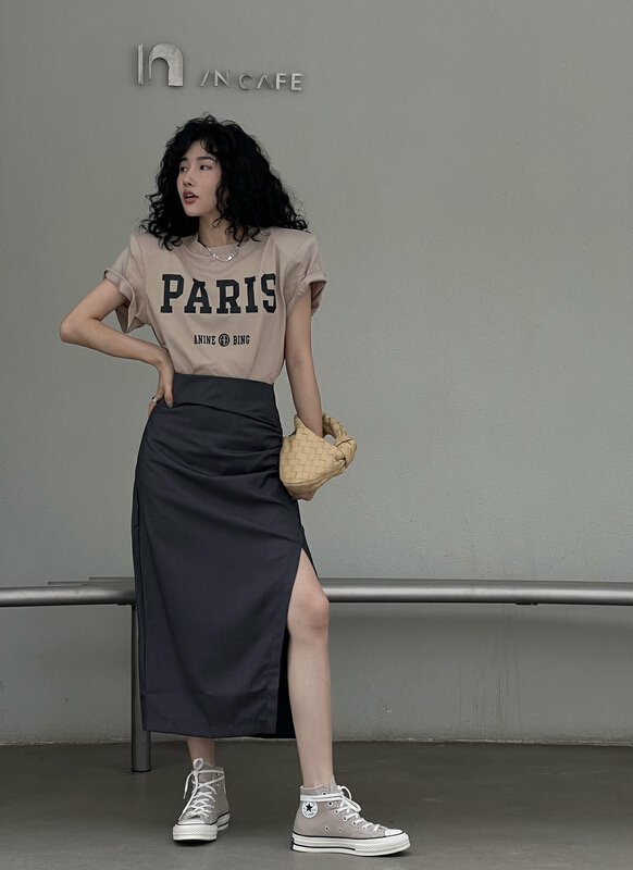 [all in] round neck versatile lettered short sleeve T-shirt 4265\ozq
