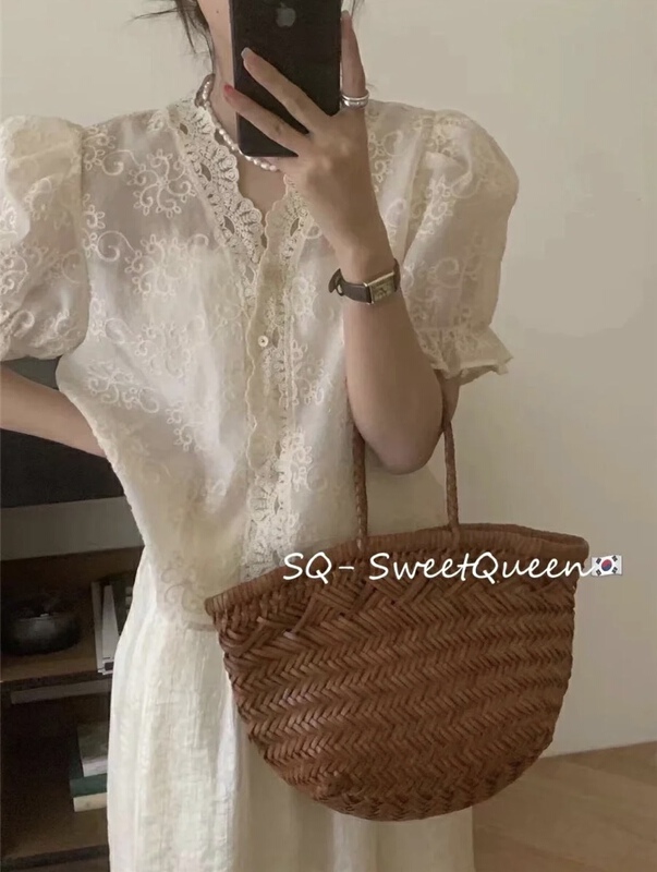 [o.lucky] French style V-neck shirt ys1-1876\hbx