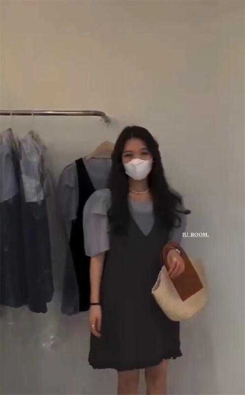 [IU room] Korean solid color loose tank top dress (excluding interior) 6111\xyy
