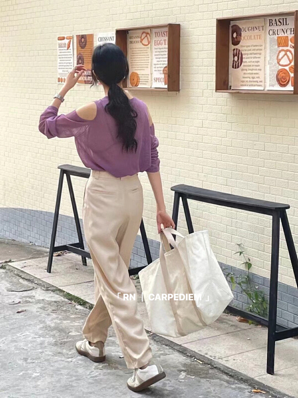 [RN] simple casual off shoulder long sleeve sunscreen shirt 81081\ll