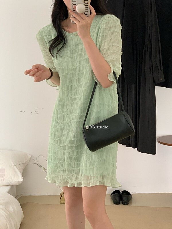 [RS] Korean style wrinkled ear edge dress dh2090\xyy