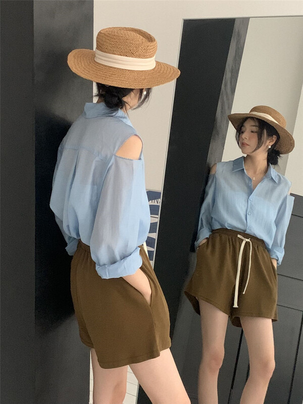 13 colors! [clean space] Korean Tencel off shoulder sunscreen shirt 32101\cls