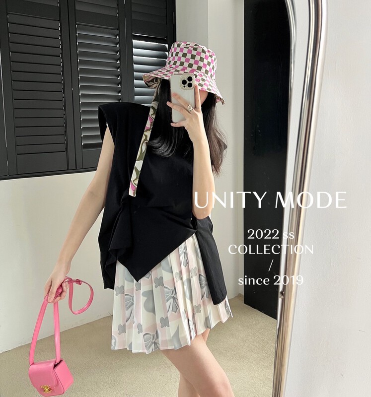 [unit] shoulder cotton split short sleeve T-shirt (women's design top) 18000\cqw