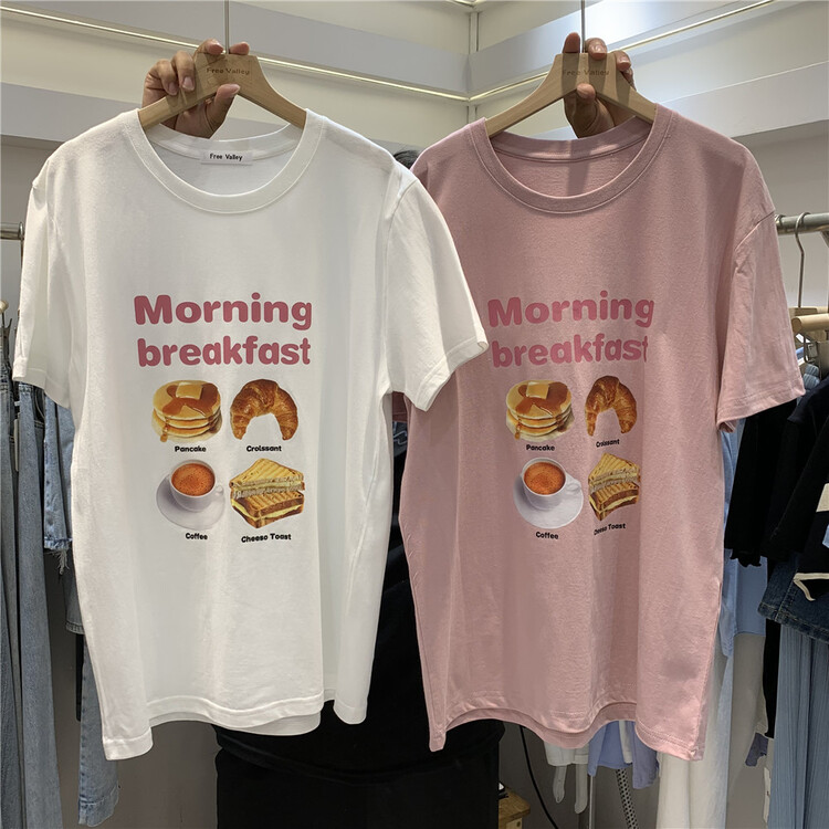 [free Valley] round neck lazy letter fashion short sleeve T-shirt 142\lsw