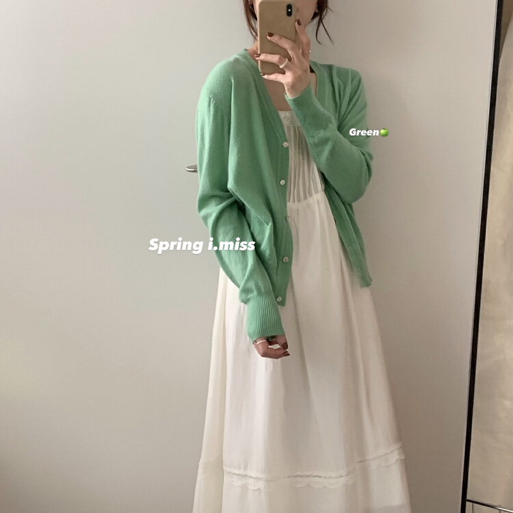 New year in early spring! 【 Imiss 】 Korean version versatile V-neck knitted cardigan (including 10% wool) cx0168\lsw