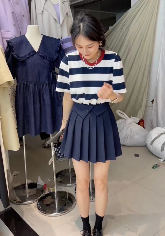 In early summer! [h2-studio] Korean high waist slim pleated skirt ys1-262\hbx