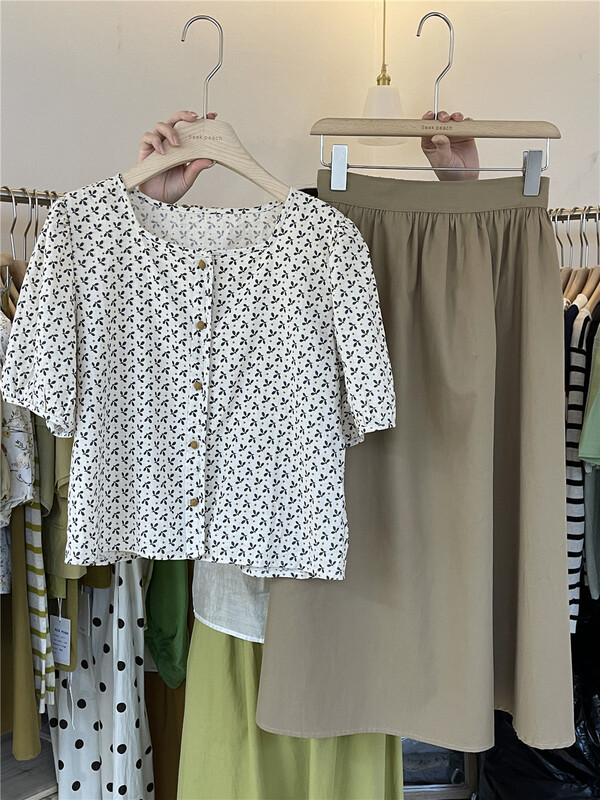 [seek peach] single breasted square neck fashion classic shirt (only selling shirts) 5392\ll