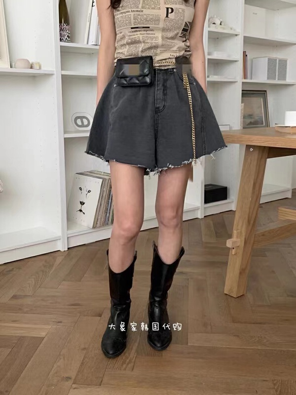 [x2 Vance feather] fashion spice girl high waist thin denim shorts 8221\wtt