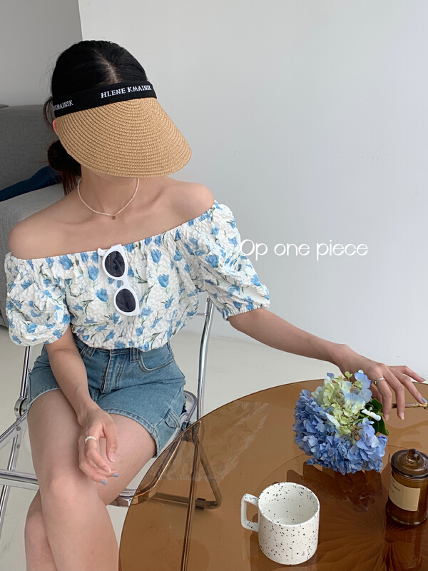 [OP one piece] Korean floral one neck shirt 3701\hjy