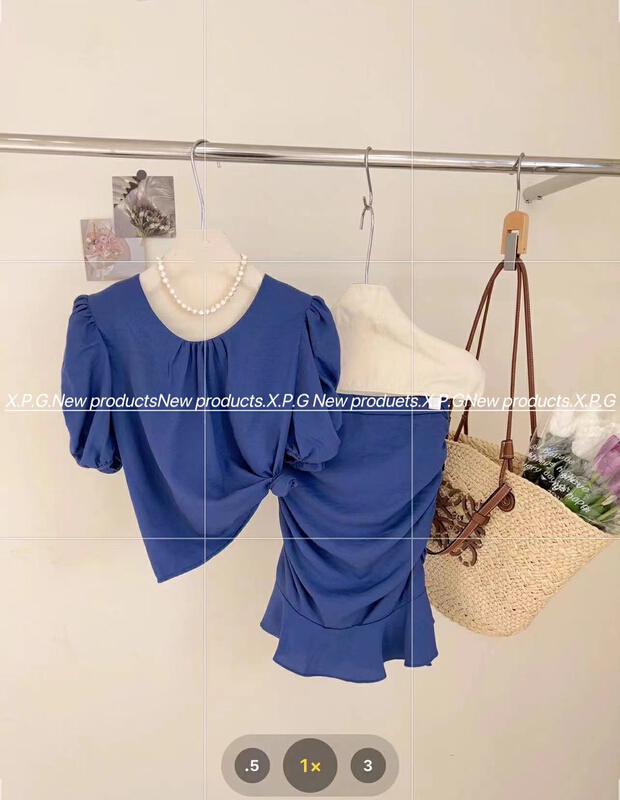 [x.p.g] Korean slim Top + Ruffle Skirt Suit 21112\hjy