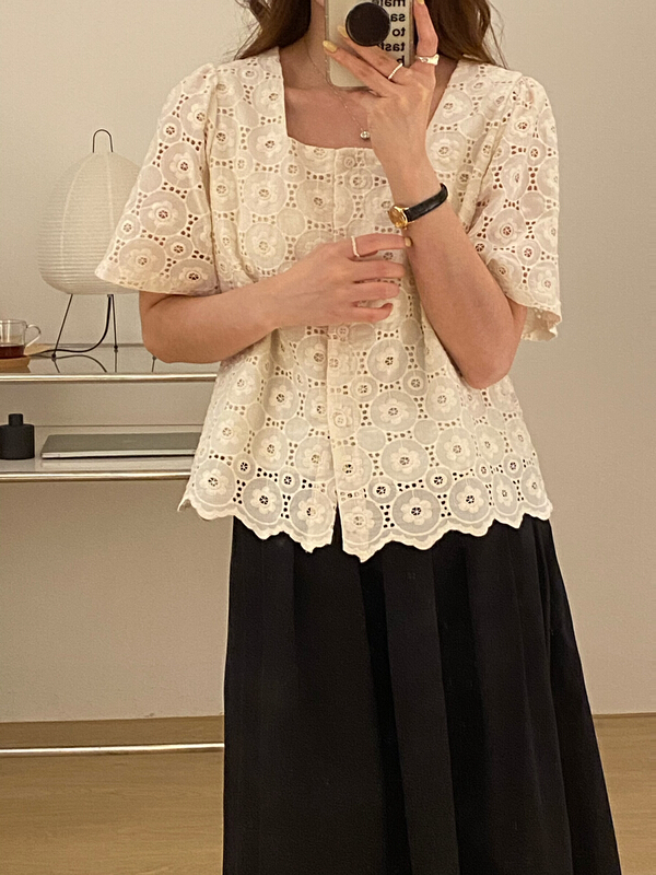 [tototellme] square collar single breasted fashion shirt 20512\hbx