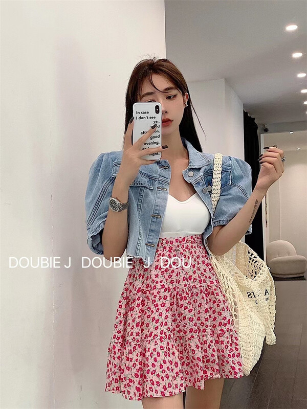 [double.j] fashionable and versatile short short sleeve denim jacket (only denim jacket) 381\pcz